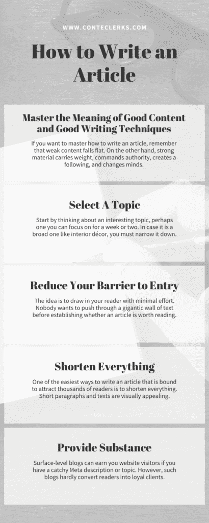 How to Write an Article Infographic by Content Clerks