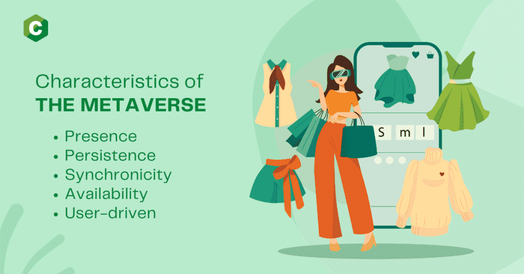 A graphic illustration of a person shopping in the metaverse: Metaverse Marketing