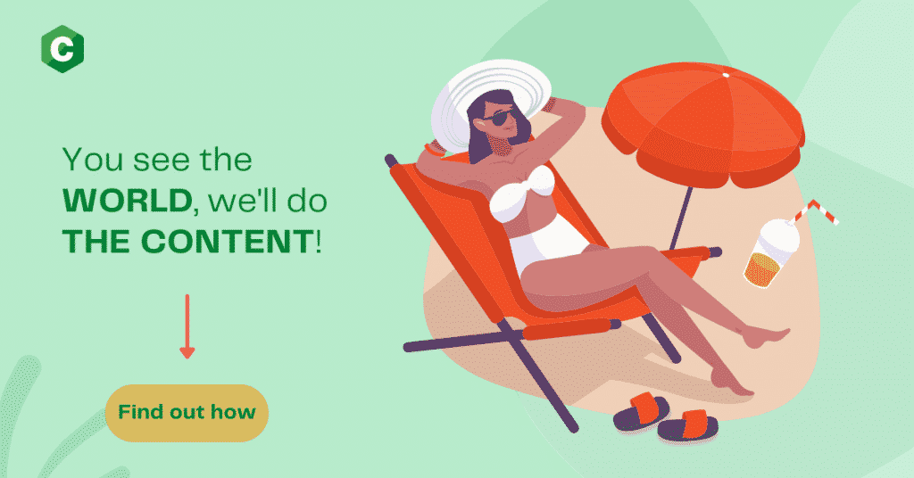 A graphic illustration of a lady sunbathing: Travel blog ideas