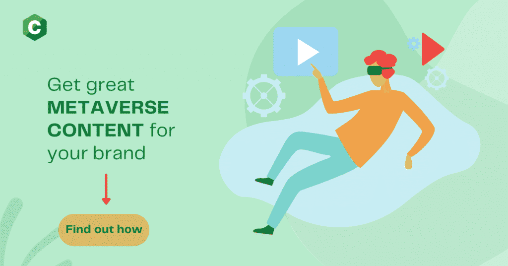 A graphic illustration of someone playing a video in virtual reality: Metaverse advertising