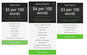 New pricing packages: product review writing service