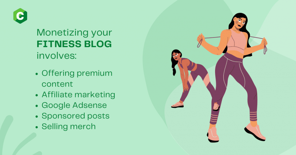 A graphic illustration of two women holding a rope and stretching: how to start a fitness blog